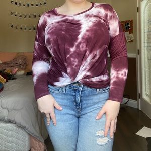 Long Sleeve Purple Tie Dye Top